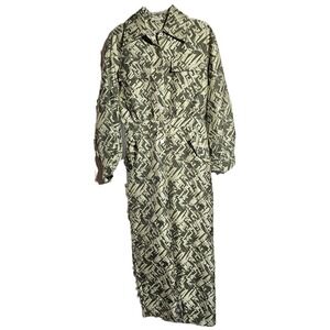 Ghospell Jumpsuit Womens Medium Bold Geometric Olive Tan Contemporary Retro